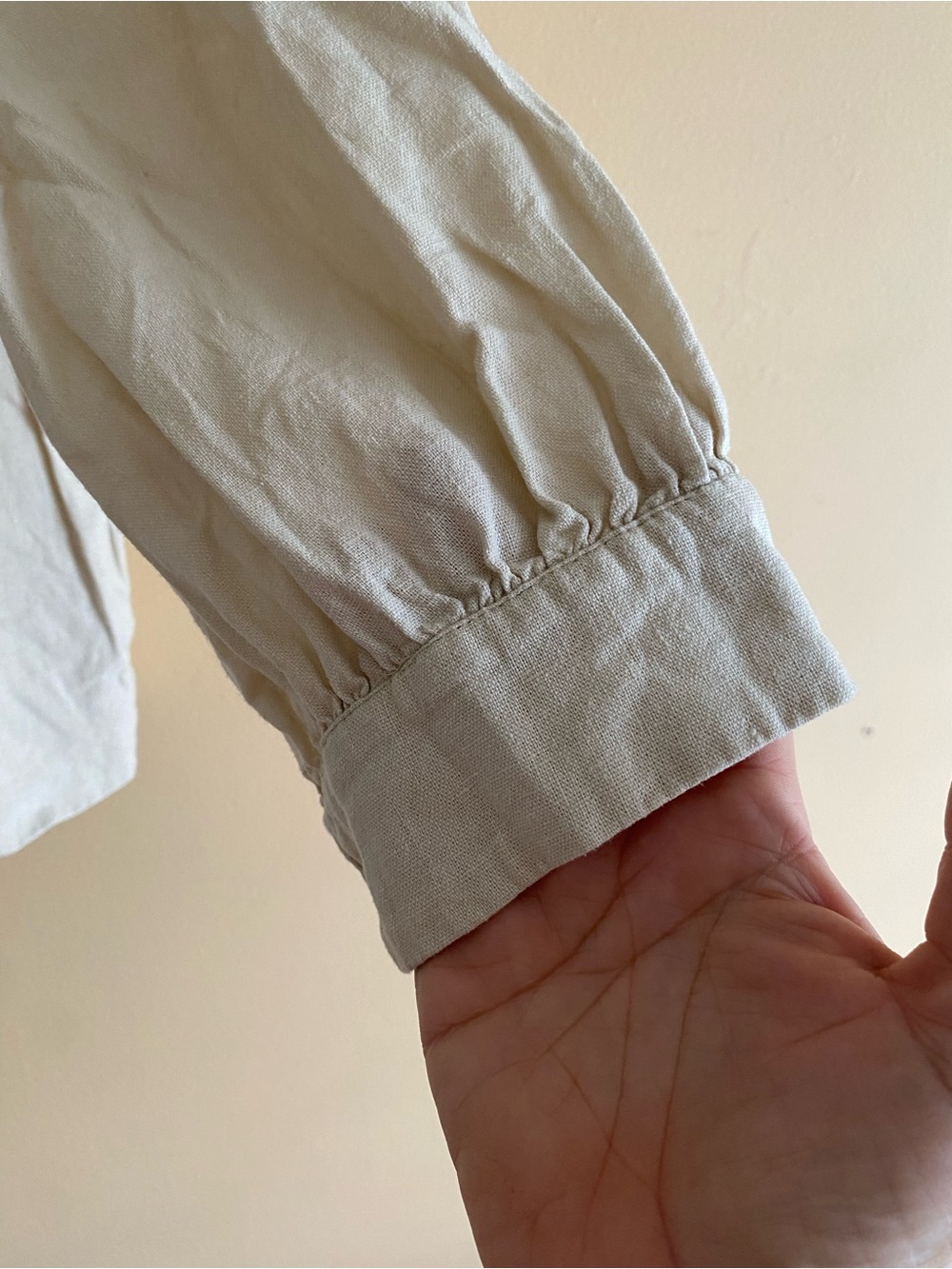 Joie Linen Blend Tie Front Blouse Woman 1X Beige Button Front Boho Top Softgirl - Picture 7 of 14
